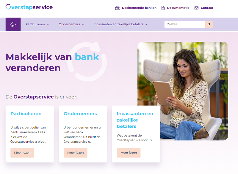 Homepage of the Dutch Current Account Switch Service website