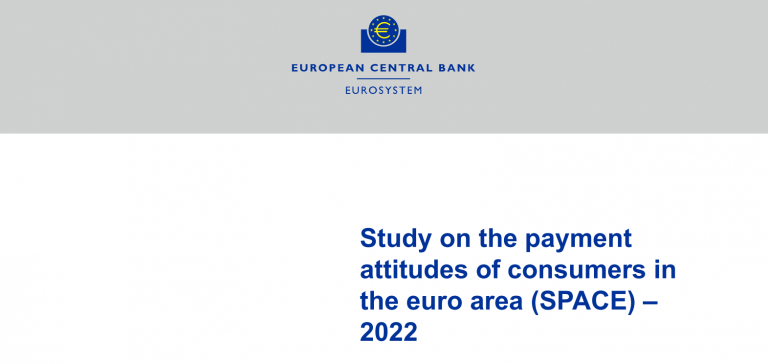 Chart from the ECB SPACE 2022 study comparing cash and card payment use across eurozone countries.