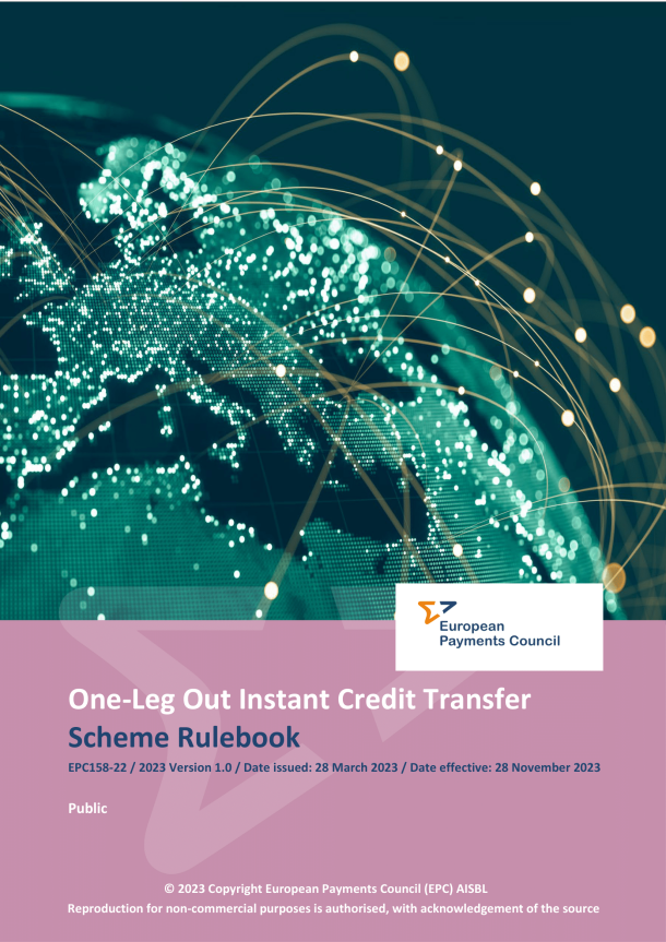 Cover of the EPC Instant One-Leg Out Credit Transfer scheme rulebook.